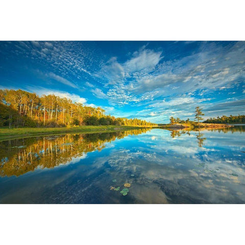 Canada-Ontario-Kenora Clouds reflected in Middle Lake at sunset Gold Ornate Wood Framed Art Print with Double Matting by Jaynes Gallery