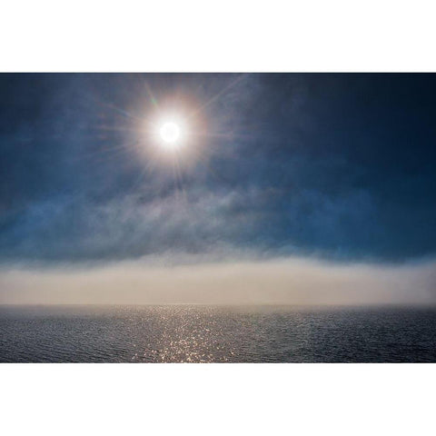 Canada-Ontario-Longlac Sunburst and fog on Long Lake Black Modern Wood Framed Art Print by Jaynes Gallery