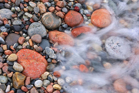 Canada-Ontario-Marathon Wave crashing on rocks at Pebble Beach White Modern Wood Framed Art Print with Double Matting by Jaynes Gallery