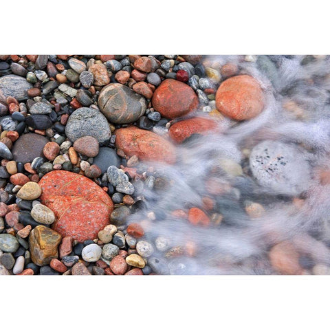 Canada-Ontario-Marathon Wave crashing on rocks at Pebble Beach Black Modern Wood Framed Art Print by Jaynes Gallery