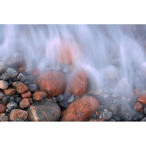 Canada-Ontario-Marathon Wave crashing on rocks at Pebble Beach Black Modern Wood Framed Art Print with Double Matting by Jaynes Gallery