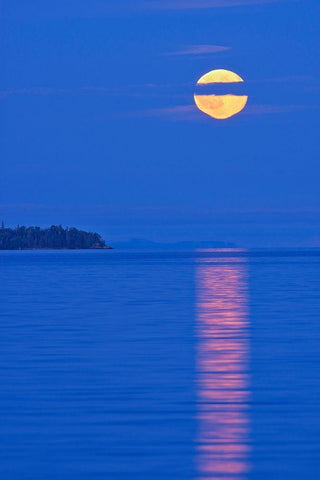 Canada-Ontario-Rossport Full moon rising over Lake Superior Black Ornate Wood Framed Art Print with Double Matting by Jaynes Gallery