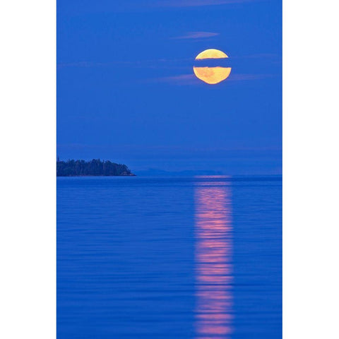 Canada-Ontario-Rossport Full moon rising over Lake Superior Black Modern Wood Framed Art Print with Double Matting by Jaynes Gallery