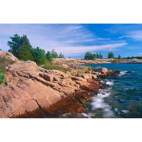 Canada-Ontario-Killarney Provincial Park Shoreline along Georgian Bay on Lake Huron Black Modern Wood Framed Art Print by Jaynes Gallery