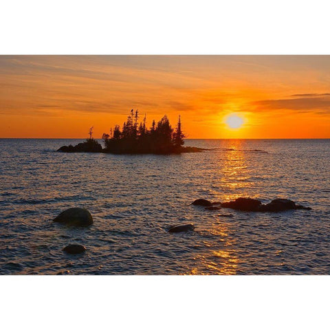 Canada-Ontario-Lake Superior Provincial Park Islands in Lake Superior at sunrise Black Modern Wood Framed Art Print by Jaynes Gallery