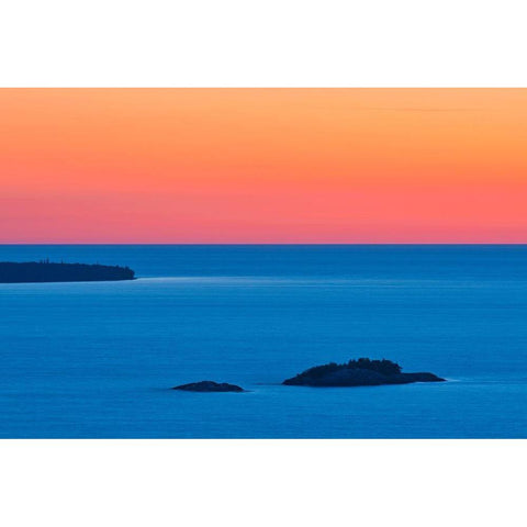 Canada-Ontario-Lake Superior Provincial Park Islands in Lake Superior at sunset Black Modern Wood Framed Art Print by Jaynes Gallery