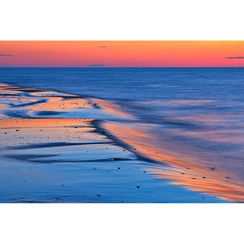 Canada-Prince Edward Island-Cable Head Shoreline along Gulf of St Lawrence at sunset White Modern Wood Framed Art Print by Jaynes Gallery