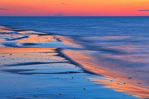 Canada-Prince Edward Island-Cable Head Shoreline along Gulf of St Lawrence at sunset White Modern Wood Framed Art Print with Double Matting by Jaynes Gallery
