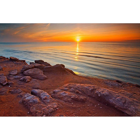 Canada-Prince Edward Island-Campbelton Sunset Northumberland Strait Black Modern Wood Framed Art Print with Double Matting by Jaynes Gallery