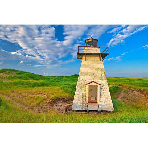 Canada-Prince Edward Island St Peters Harbour Lighthouse Black Modern Wood Framed Art Print with Double Matting by Jaynes Gallery