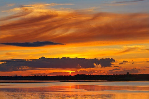 Canada-Prince Edward Island-Wood Islands Sunset over Northumberland Strait White Modern Wood Framed Art Print with Double Matting by Jaynes Gallery