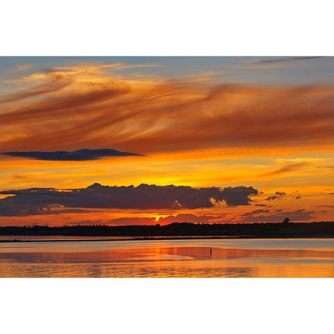 Canada-Prince Edward Island-Wood Islands Sunset over Northumberland Strait White Modern Wood Framed Art Print by Jaynes Gallery
