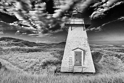 Canada-Prince Edward Island St Peters Harbour Lighthouse Canada White Modern Wood Framed Art Print with Double Matting by Jaynes Gallery