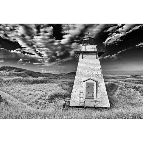 Canada-Prince Edward Island St Peters Harbour Lighthouse Canada Black Modern Wood Framed Art Print by Jaynes Gallery