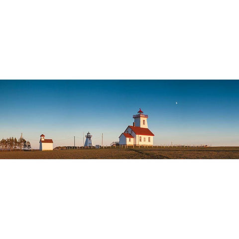 Canada-Prince Edward Island-Wood Islands-Wood Islands Lighthouse-sunset Black Modern Wood Framed Art Print by Bibikow, Walter