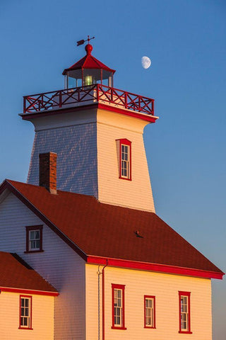 Canada-Prince Edward Island-Wood Islands-Wood Islands Lighthouse-sunset Black Ornate Wood Framed Art Print with Double Matting by Bibikow, Walter