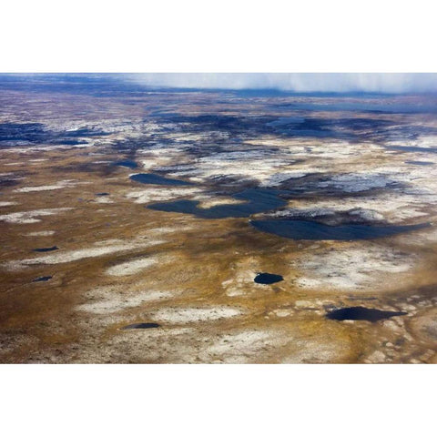 Canada, Quebec Aerial of the Nunavik region Black Modern Wood Framed Art Print with Double Matting by Flaherty, Dennis