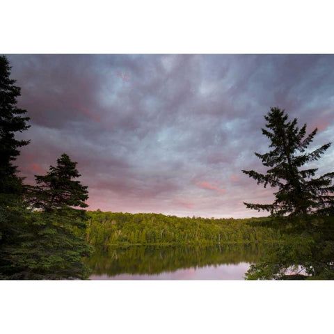 Canada, Quebec Sunset over Lake Long Pond Black Modern Wood Framed Art Print by Delisle, Gilles