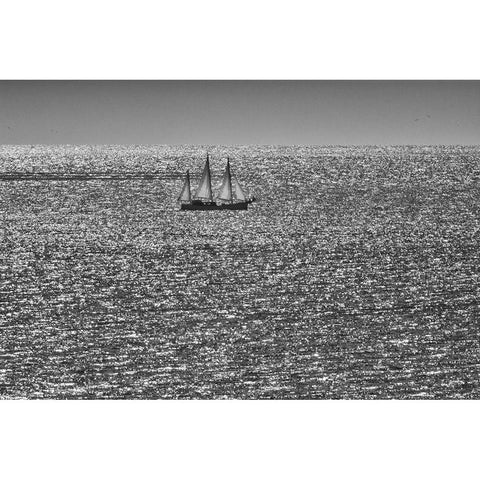 Canada-Quebec-LAnse-Pleureuse Sailboat on Gulf of St Lawrence Black Modern Wood Framed Art Print with Double Matting by Jaynes Gallery
