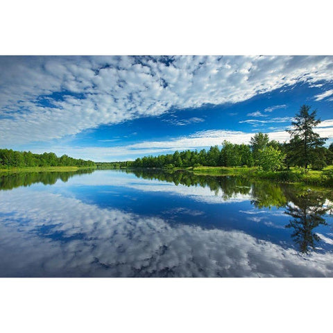 Canada-Quebec-Latulipe Cloud reflection on Riviere Fraser White Modern Wood Framed Art Print by Jaynes Gallery