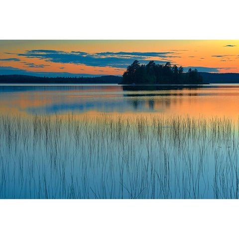 Canada-Quebec-Belleterre Sunset reflection on Lac des Sables Black Modern Wood Framed Art Print with Double Matting by Jaynes Gallery