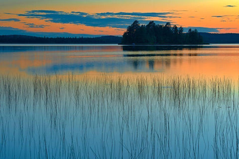 Canada-Quebec-Belleterre Sunset reflection on Lac des Sables Black Ornate Wood Framed Art Print with Double Matting by Jaynes Gallery