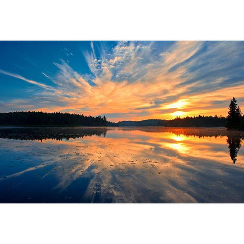 Canada-Quebec-La Mauricie National Park Reflection of clouds in Lac du Fou at sunrise Gold Ornate Wood Framed Art Print with Double Matting by Jaynes Gallery