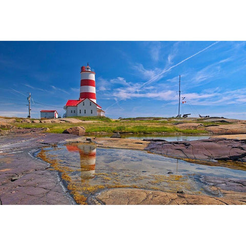 Canada-Quebec Pointe-des-Monts lighthouse along Gulf of St Lawrence Black Modern Wood Framed Art Print with Double Matting by Jaynes Gallery