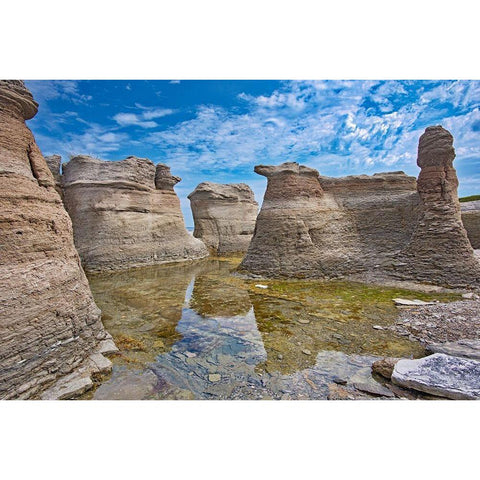 Canada-Quebec-Mingan Archipelago National Park Reserve Eroded rock formations White Modern Wood Framed Art Print by Jaynes Gallery