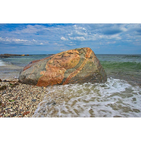 Canada-Quebec-Riviere-au-Tonnerre Rocky shoreline on Gulf of St Lawrence Black Modern Wood Framed Art Print by Jaynes Gallery