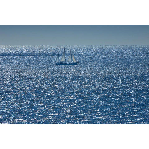 Canada-Quebec-LAnse-Pleureuse Sailboat on Gulf of St Lawrence Black Modern Wood Framed Art Print with Double Matting by Jaynes Gallery