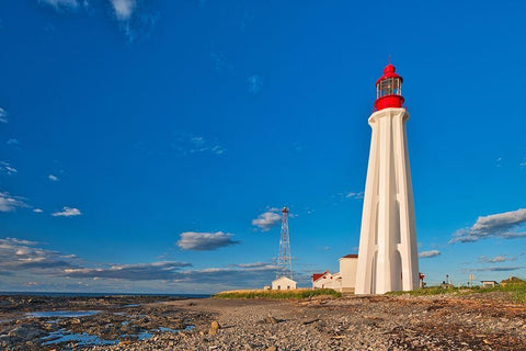 Canada-Quebec-Pointe-Au-Pere Lighthouse on shore of St Lawrence River White Modern Wood Framed Art Print with Double Matting by Jaynes Gallery