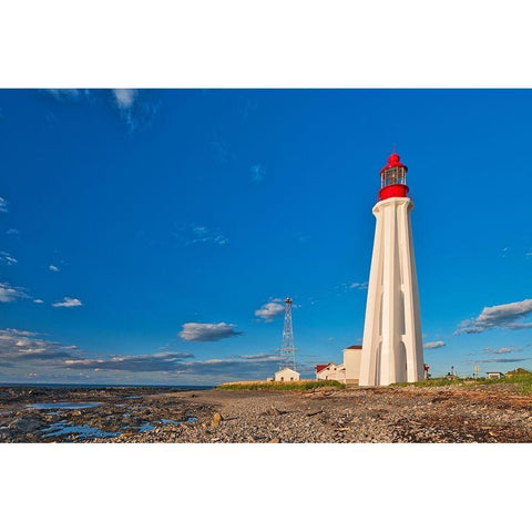 Canada-Quebec-Pointe-Au-Pere Lighthouse on shore of St Lawrence River Black Modern Wood Framed Art Print by Jaynes Gallery