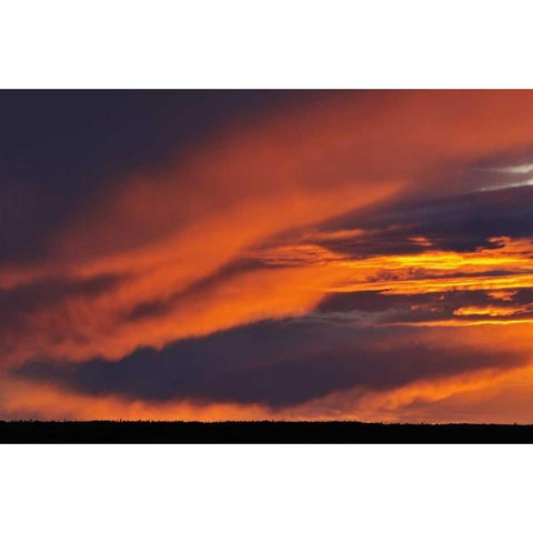 Canada Storm over Prince Albert NP at sunset Black Modern Wood Framed Art Print by Grandmaison, Mike