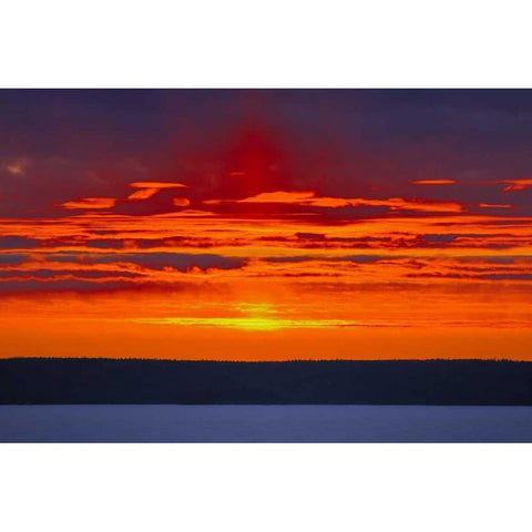 Canada, Prince Albert Sunset over Waskasiuw Lake Black Modern Wood Framed Art Print by Grandmaison, Mike