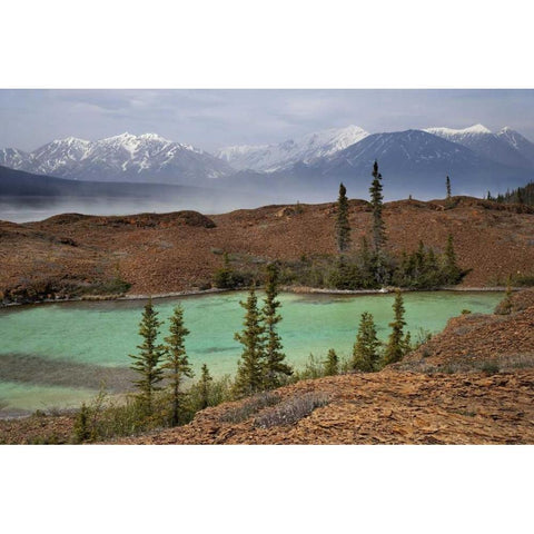 Canada, BC, Scenic of glacial lake and mountains Black Modern Wood Framed Art Print with Double Matting by Paulson, Don