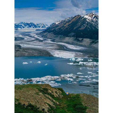 Camping near Lowell Lake-Alsek River-Kluane National Park-Yukon-Canada White Modern Wood Framed Art Print by Garber, Howie