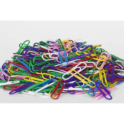 Pile of colored paper clips Black Modern Wood Framed Art Print by Flaherty, Dennis