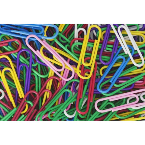 Multicolored paper clips Gold Ornate Wood Framed Art Print with Double Matting by Flaherty, Dennis