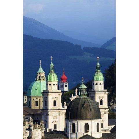 Austria, Salzburg Tower domes in city scenic Black Modern Wood Framed Art Print by Flaherty, Dennis