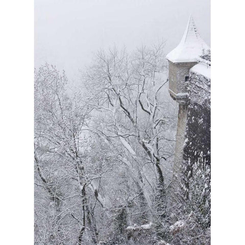 Austria, Salzburg Salzburg Castle wall in winter Black Modern Wood Framed Art Print by Young, Bill