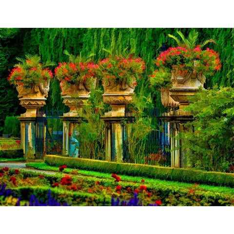Austria-Salzburg Abstract of formal gardens at Mirabell Palace White Modern Wood Framed Art Print by Jaynes Gallery