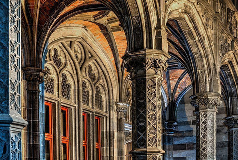 A cathedral in Bruges-Belgium White Modern Wood Framed Art Print with Double Matting by Steve Mohlenkamp