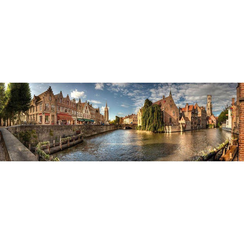 Main canal in Bruges-Belgium Black Modern Wood Framed Art Print by Steve Mohlenkamp