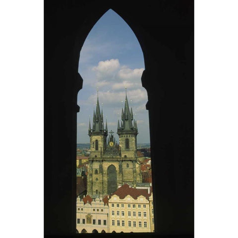 Czech Republic, Prague, Tyn Church in Town Square Black Modern Wood Framed Art Print by Satushek, Steve