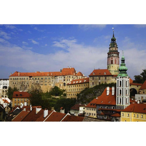 Czech Republic Cesky Krumlov Castle in townscape White Modern Wood Framed Art Print by Flaherty, Dennis