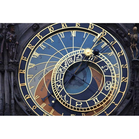 Czech Republic, Prague Astronomical clock White Modern Wood Framed Art Print by Flaherty, Dennis