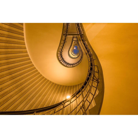 Europe-Czech Republic-Prague-Spiral staircase in House of the Black Madonna Black Modern Wood Framed Art Print with Double Matting by Jaynes Gallery