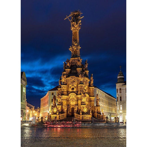 Pillar of the Holy Trinity in the Upper Town Square in Olomouc-Czech Republic White Modern Wood Framed Art Print by Haney, Chuck