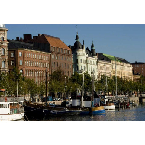 Finland Overview of Helsinki from harbor Black Modern Wood Framed Art Print with Double Matting by Ross, Nancy ,  Steve